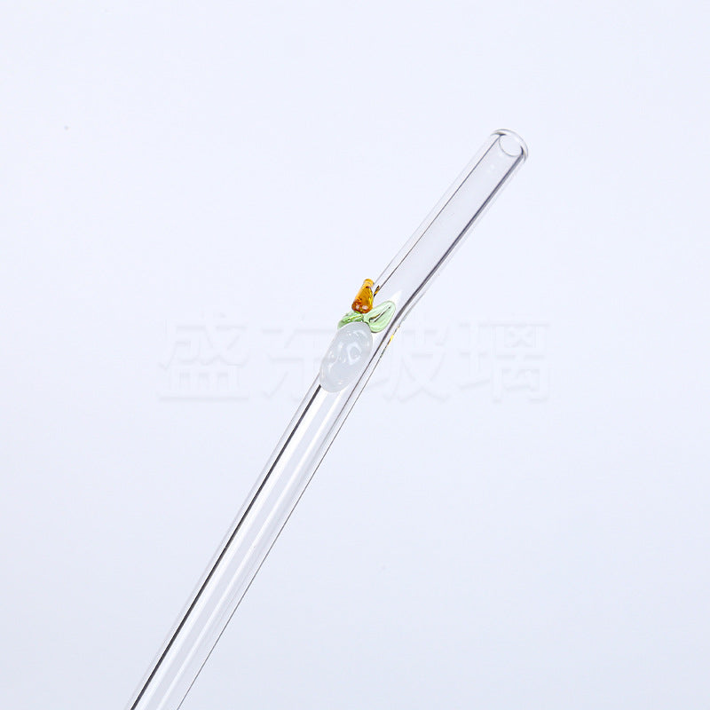 Wholesale Creative Fruit Animal Pure Handmade Heat-resistant High Borosilicate Glass Straws